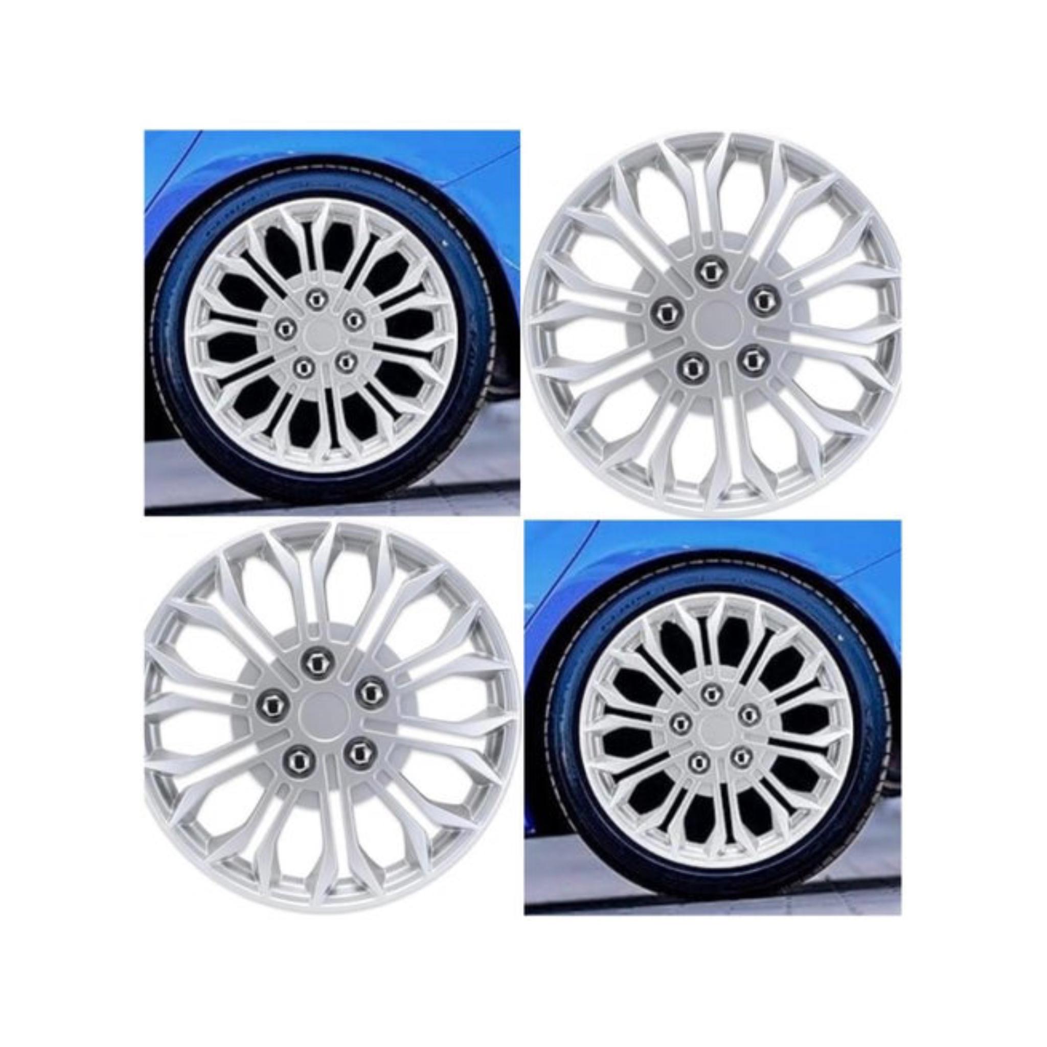 Silver Wheel Covers, Snowflak Design Hub Caps, Set of 4