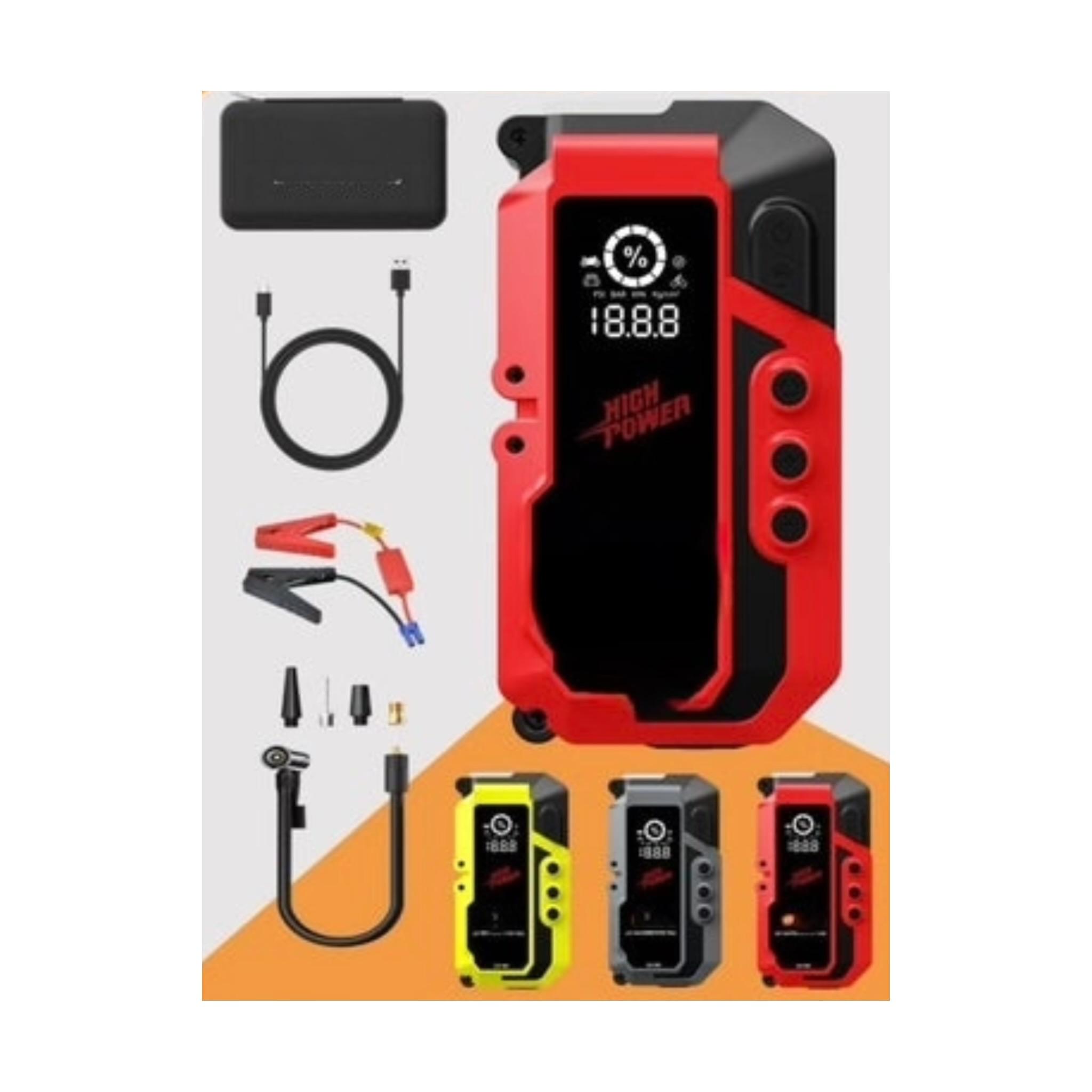 MX-04 Car Jump Starter, 12V 16000mAh, 3-in-1 Portable Power Bank with LED Light, Black and Red