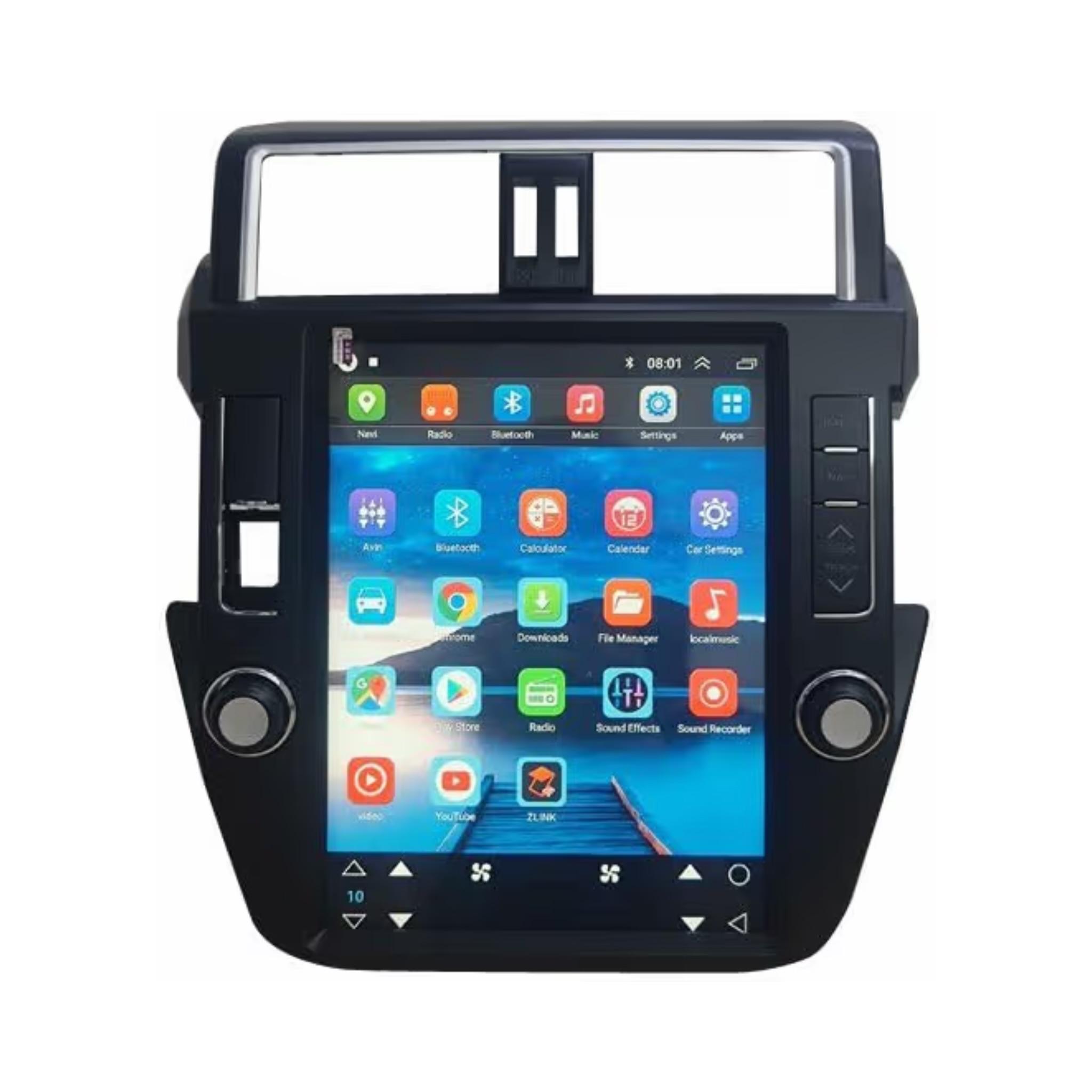 Android Tesla style Vertical Screen Toyota Prado 2010-2013 12.1 Inch IPS.QLED Touch Screen with AHD Camera Included