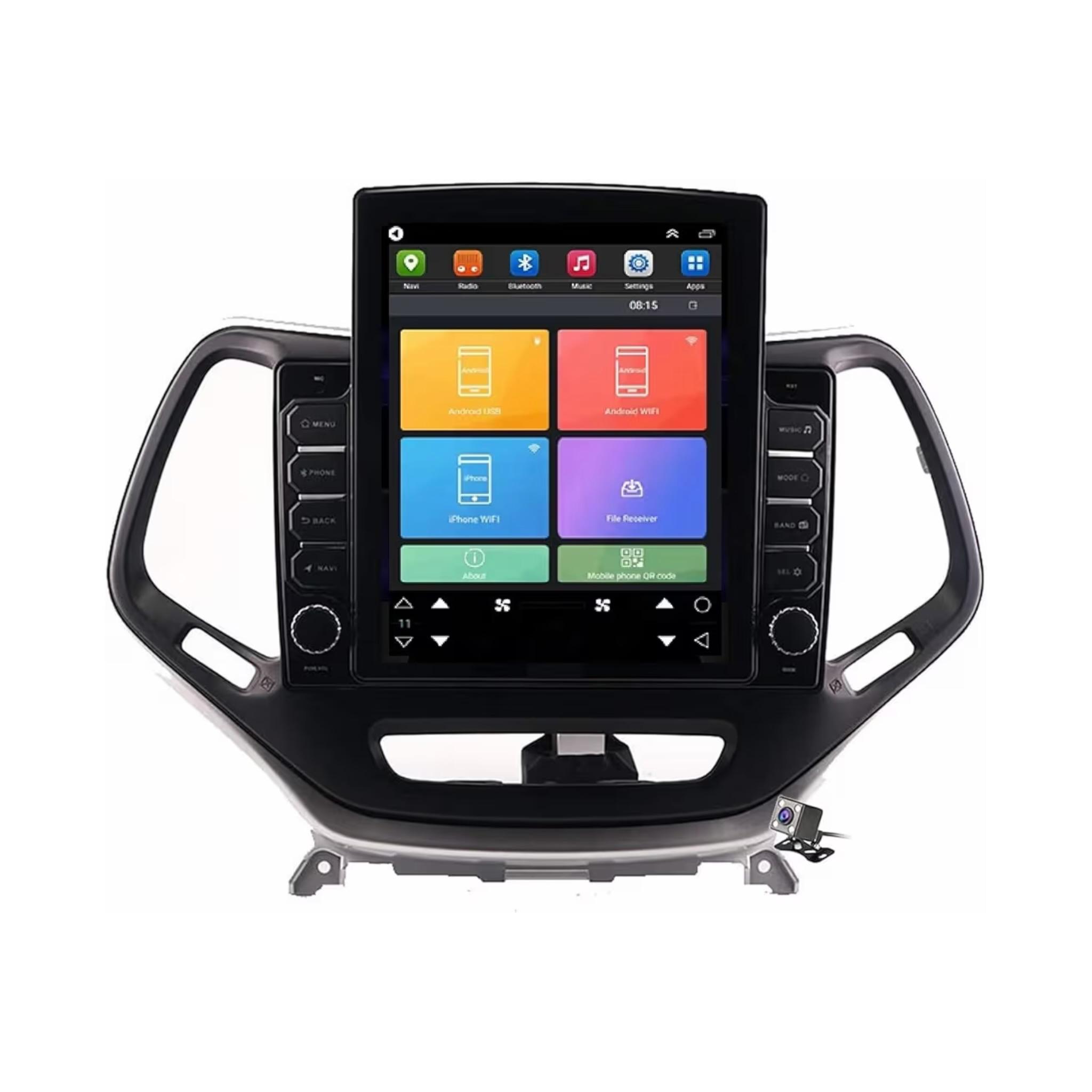 Android Tesla style Vertical Screen for Jeep Cherokee 2014-2019 9.7 Inch IPS.QLED Touch Screen with AHD Camera Included