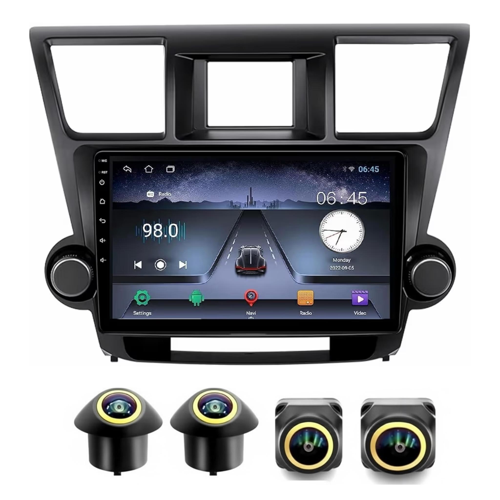 Android Car Stereo for Toyota Highlander 2008-2014 10 Inch IPS.QLED Touch Screen with AHD Camera Included - Image 2