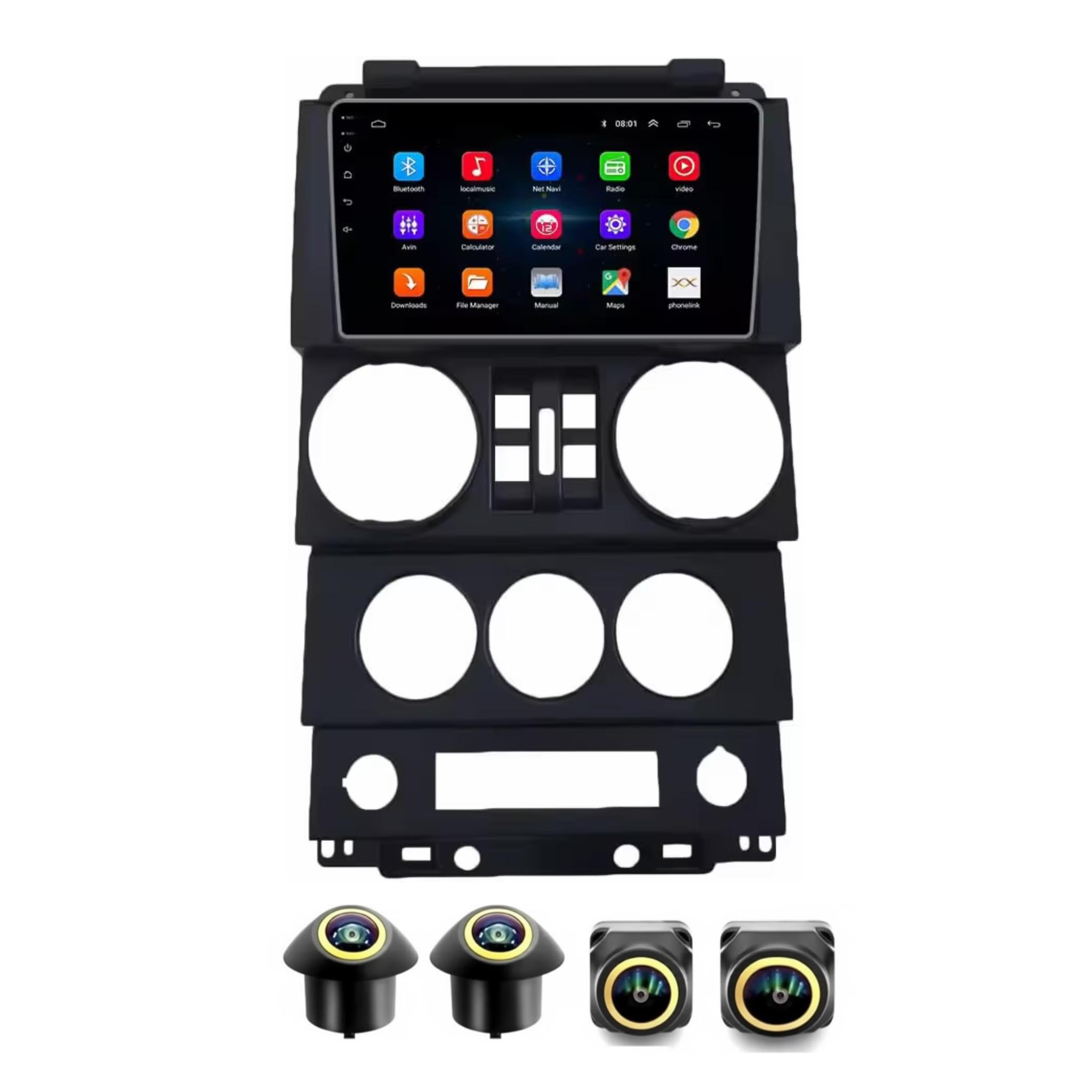 Android Car Stereo for Jeep Wrangler 2008-2010 (4 Door) 9 Inch IPS.QLED Touch Screen with AHD Camera Included - Image 2