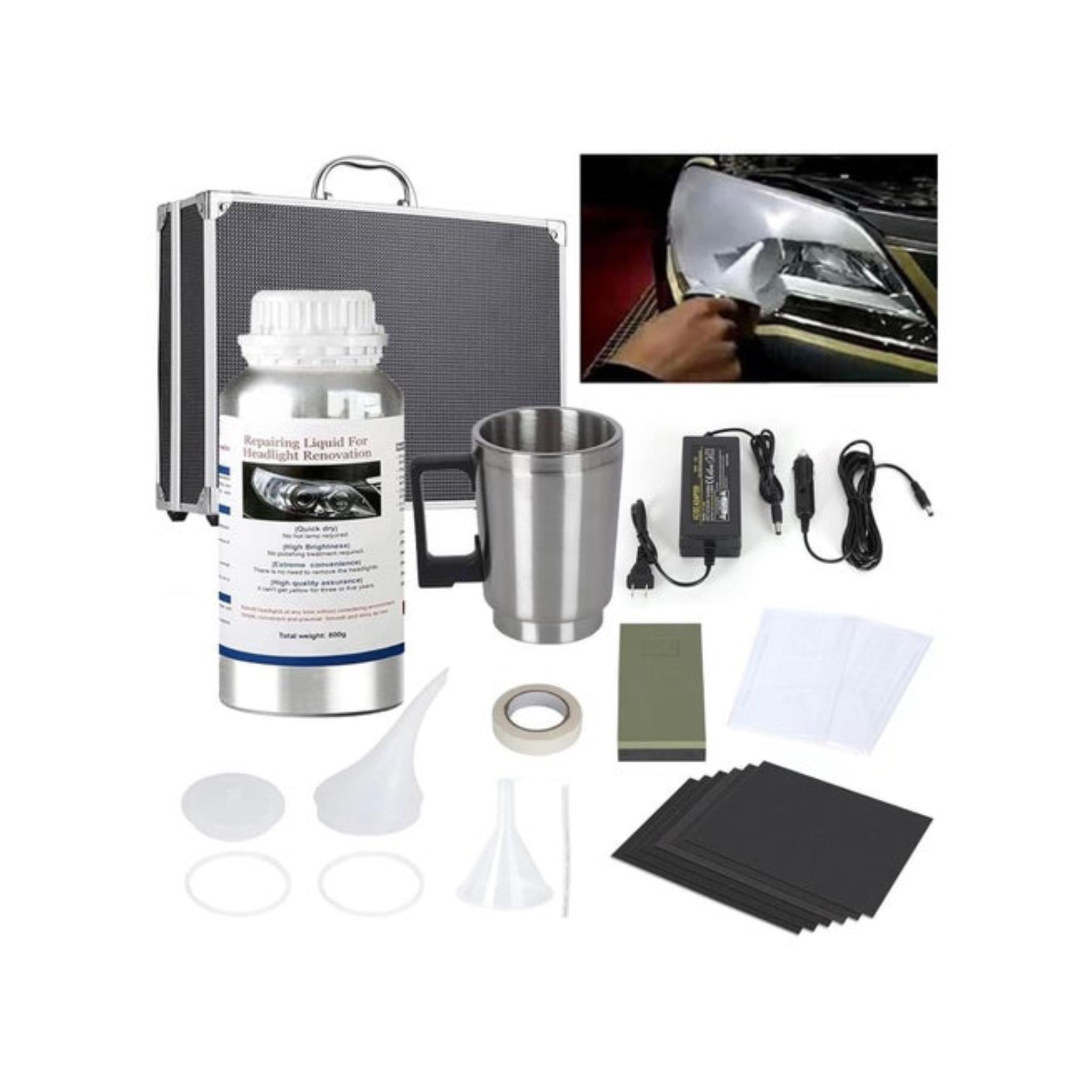 CAR Headlight Restoration Kit, Glass Scratch Renovation Tool, Automobile Headlight Lens Polish Repair Tool with UV Block Coat