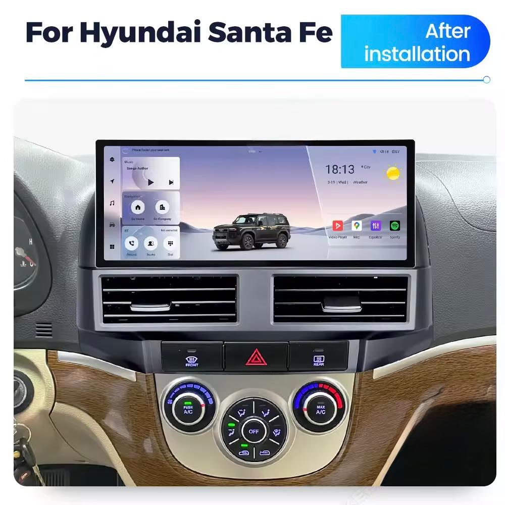 Android Car Stereo 12.3 Inch For Hyundai Santa Fe 2006-2012 IPS.QLED Touch Screen with AHD Camera Included - Image 2