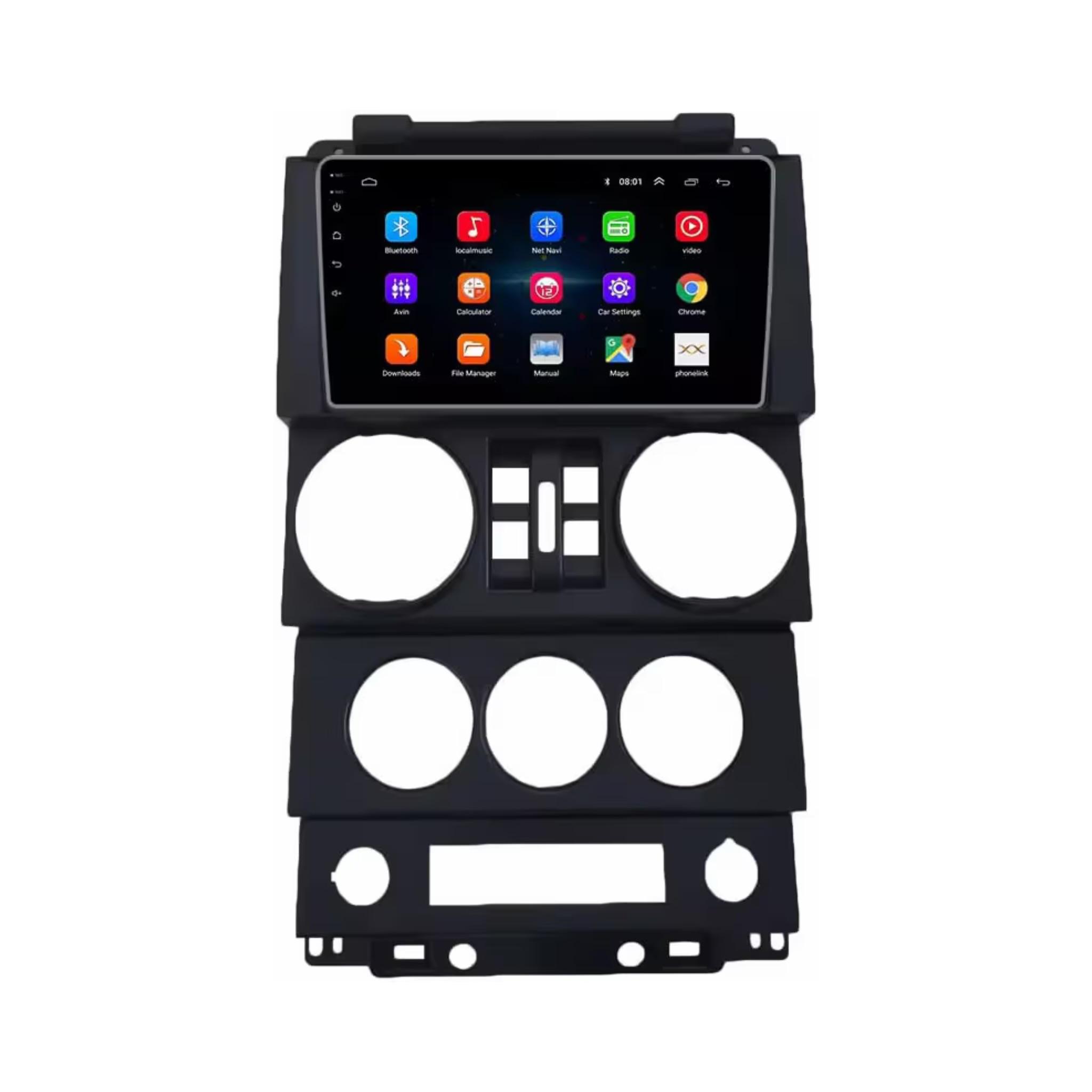 Android Car Stereo for Jeep Wrangler 2008-2010 (4 Door) 9 Inch IPS.QLED Touch Screen with AHD Camera Included