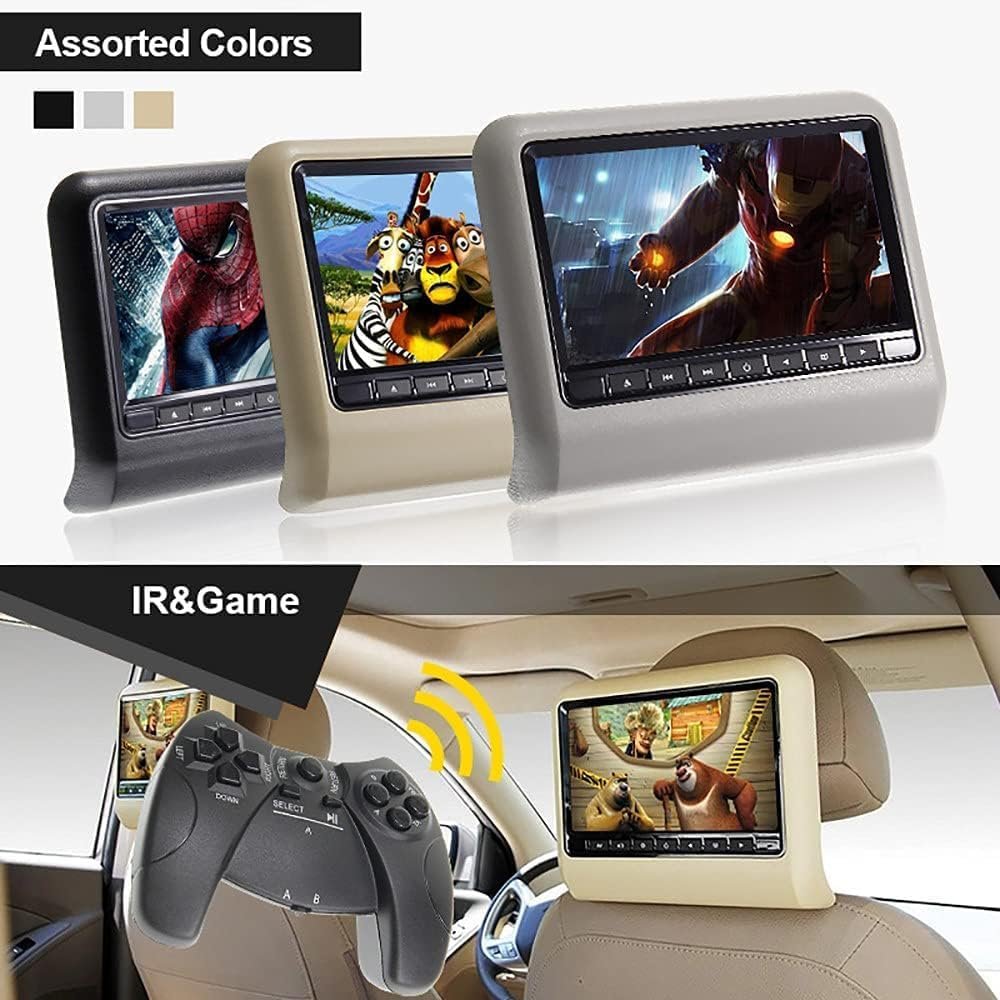 9 Inch Headrest Slot-In Car DVD Player, Car Headrest Monitors with FM Transmitter/IR/USB/SD/Wireless Game, with 32-bit Games, Pack of 2 - Image 3