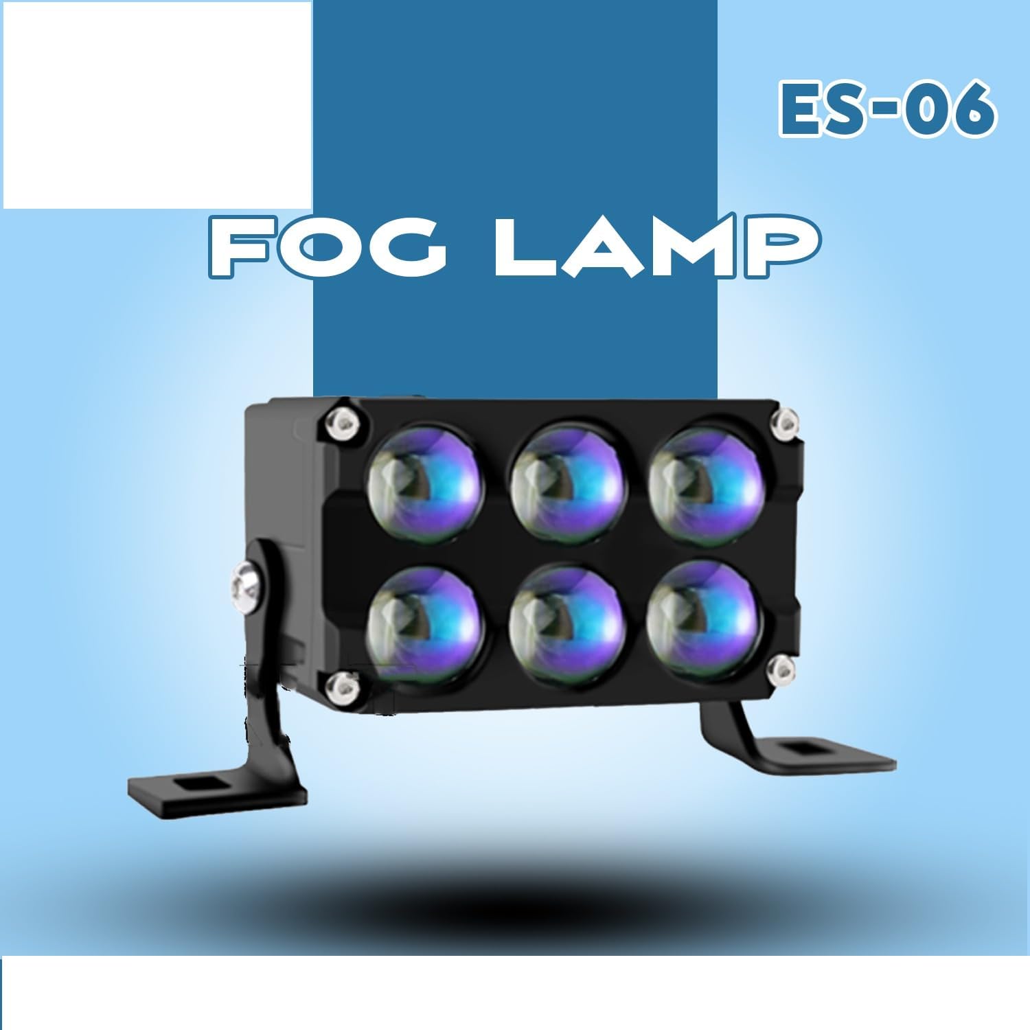 ES-06 Fog Lamp, 6-Lens LED Light Bar, Black, Universal Mounting Brackets