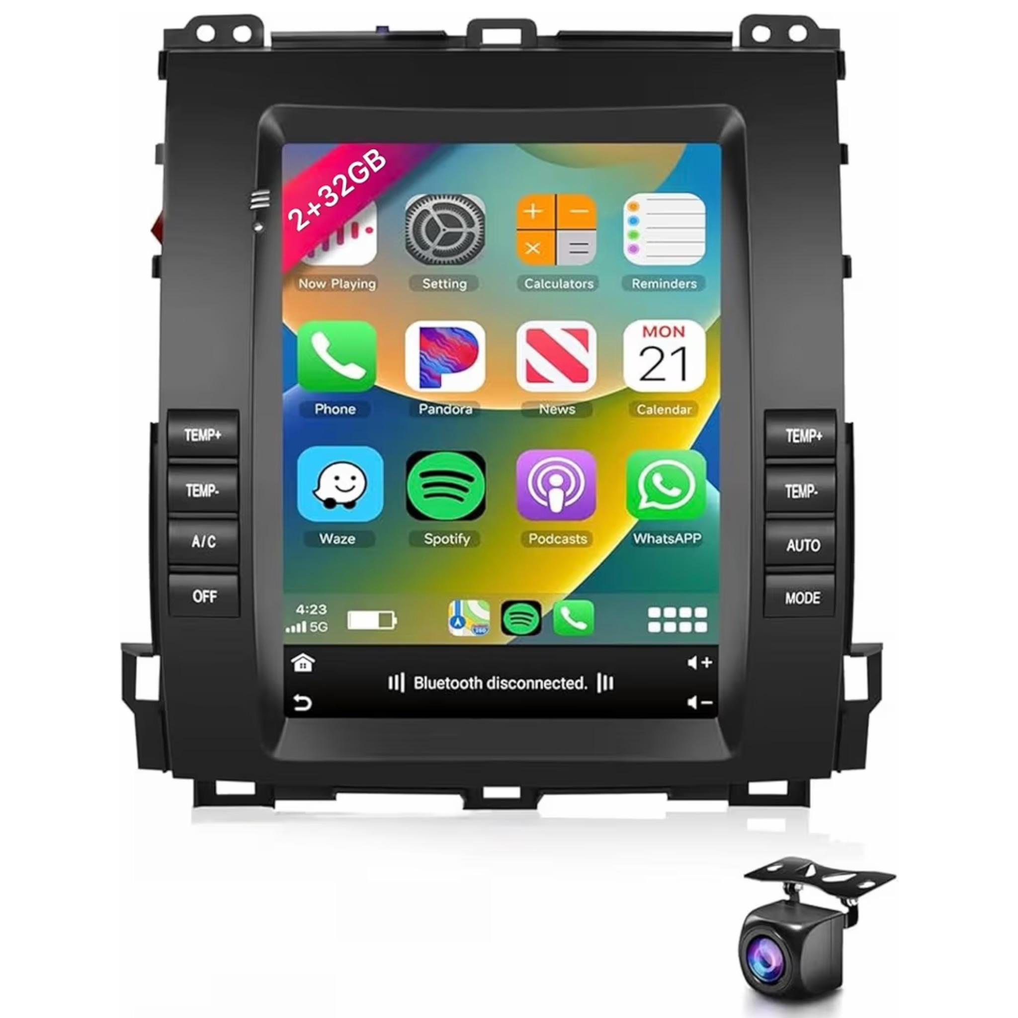 Android Tesla style Vertical Screen Toyota Prado GX470 2002-2009 10.4 Inch IPS.QLED Touch Screen with AHD Camera Included