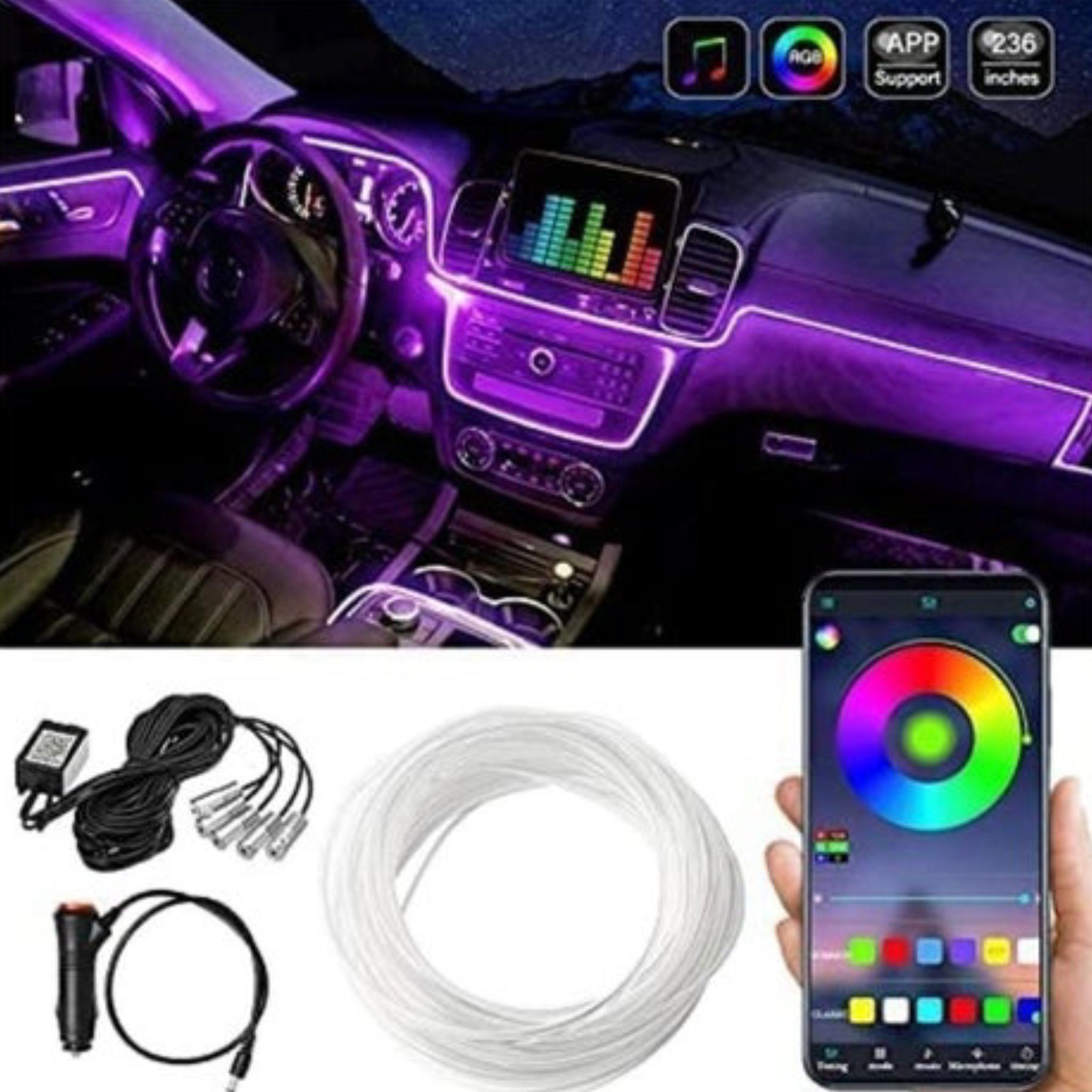 Car LED Strip Lights Multiple color with 6 in 1 RGB Car Interior Lights 8 meters