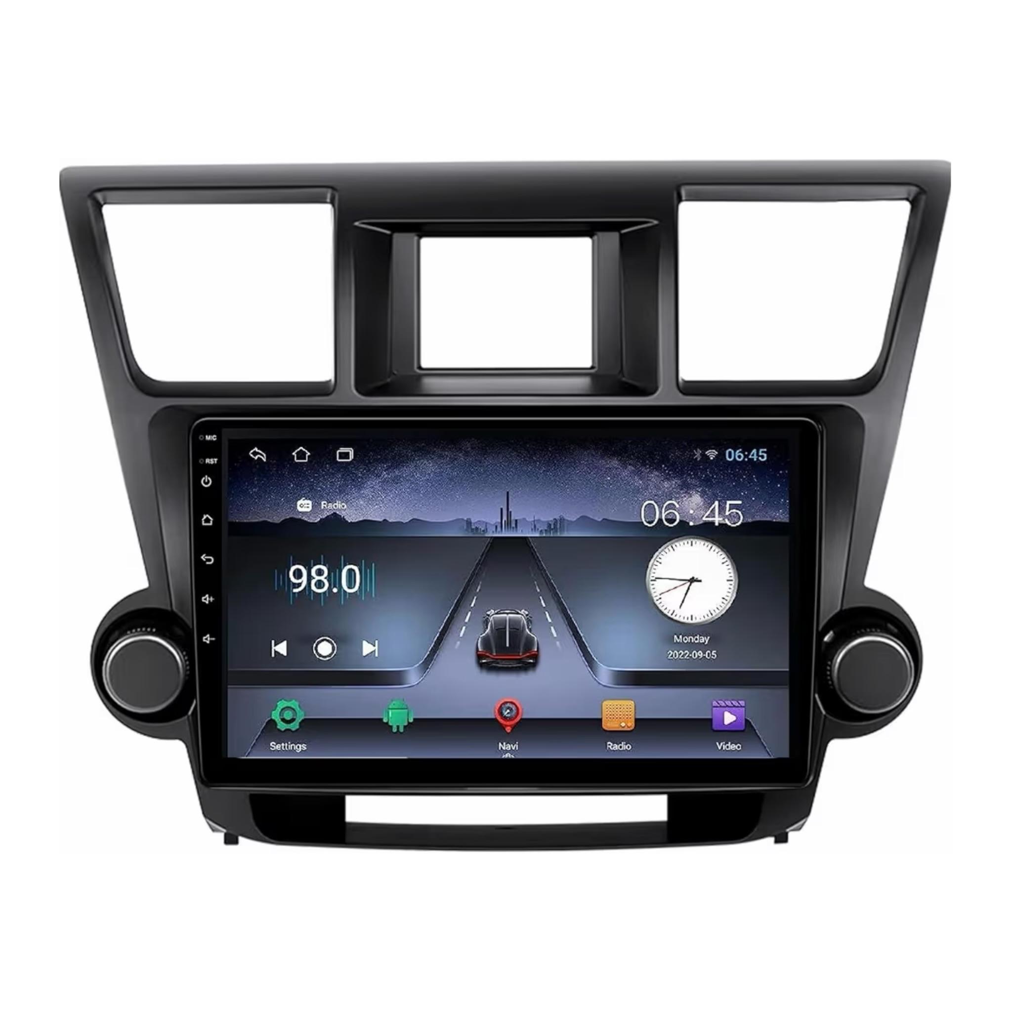 Android Car Stereo for Toyota Highlander 2008-2014 10 Inch IPS.QLED Touch Screen with AHD Camera Included