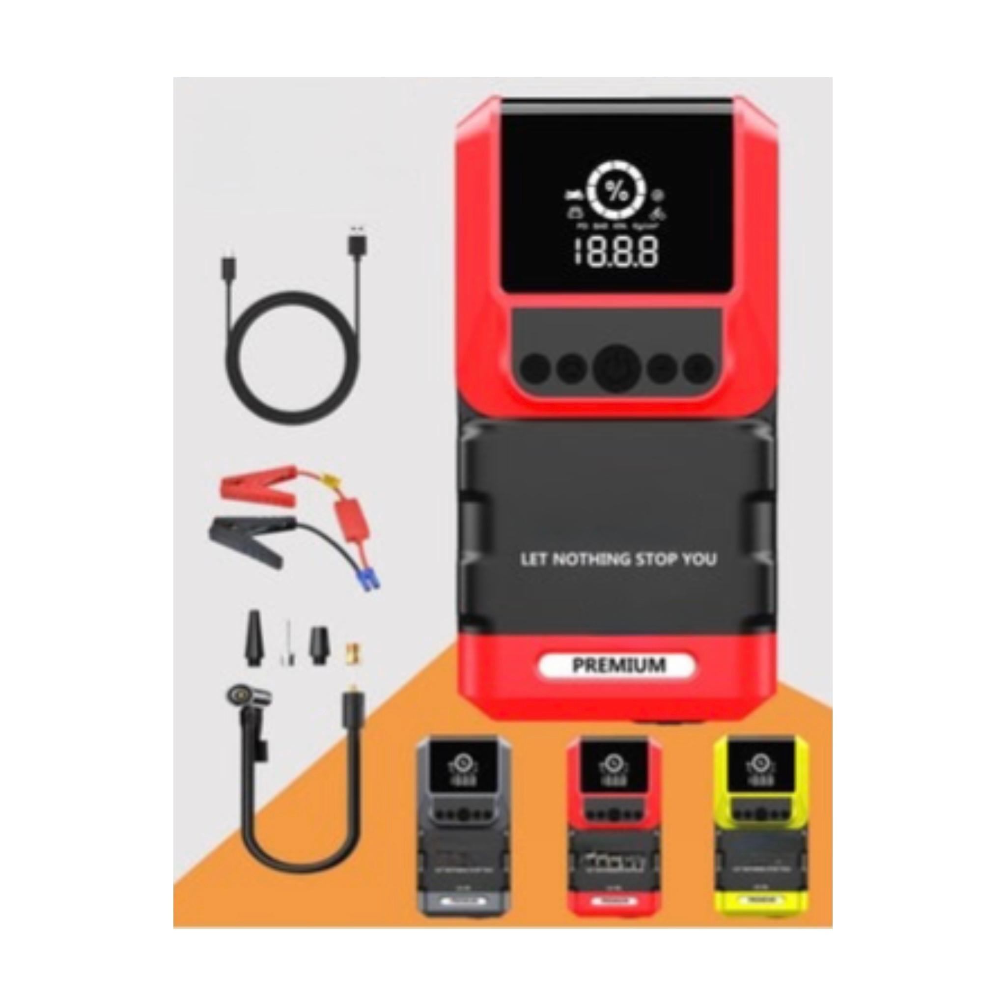 LV-02 Car Jump Starter, 12V 8000mAh, 4-in-1 Portable Power Bank with LED Light, Black and Red