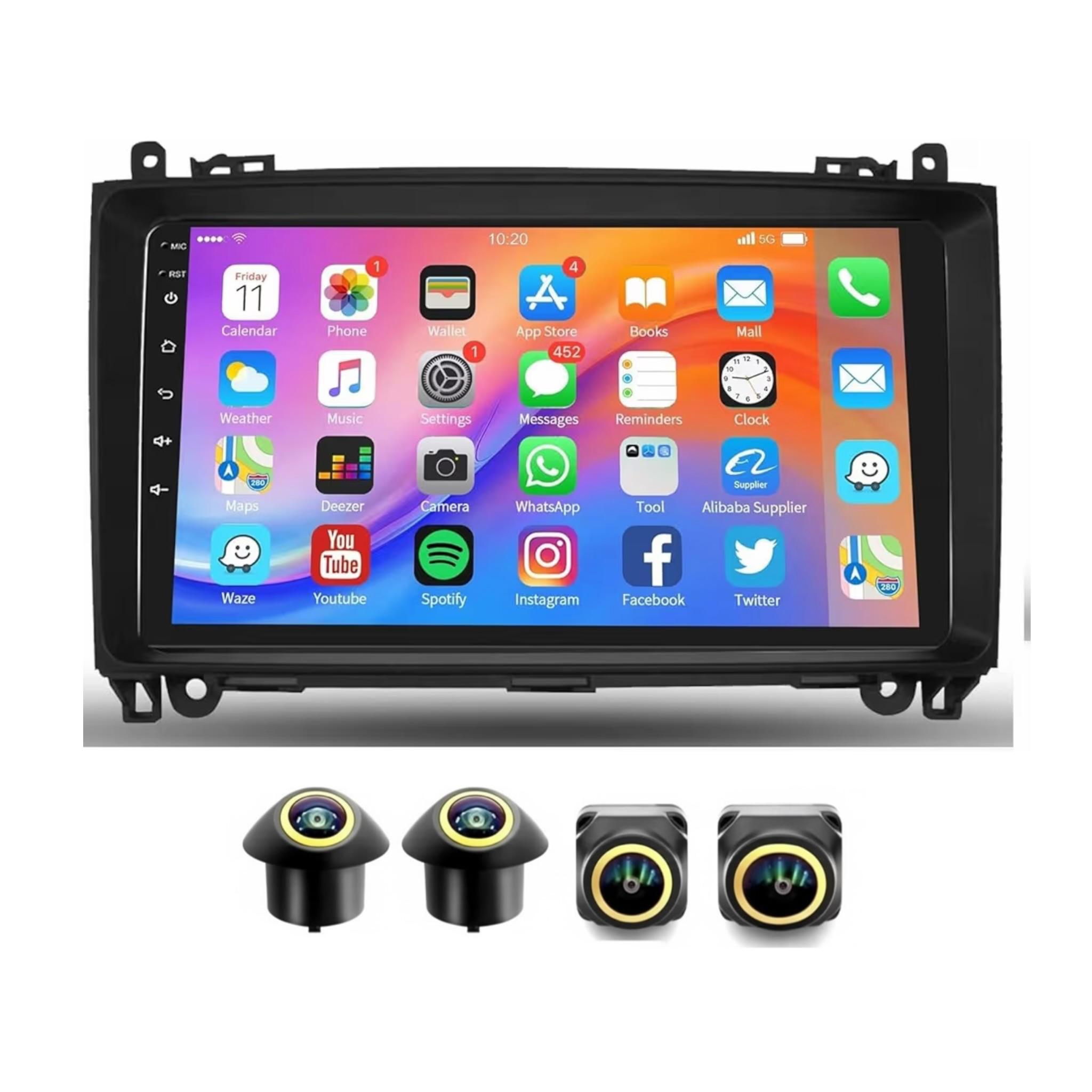 Android Car Stereo for Mercedes Benz W906 Sprinter W169 W245 W639 Vito Viano 9 Inch IPS.QLED Touch Screen with AHD Camera Included - Image 2