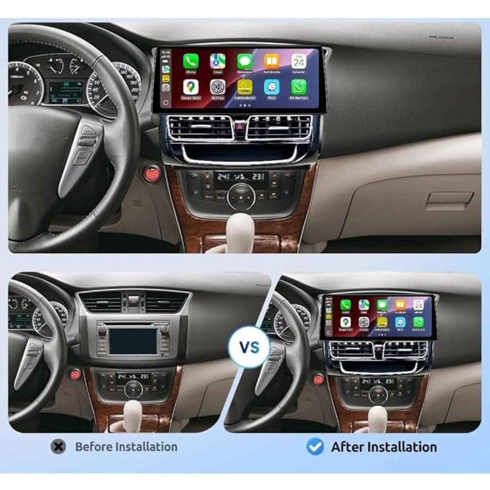 Android Car Stereo for Nissan Sentra 2013-2019 Support Carplay, M-Link Wi-Fi BT, Radio GPS, 12.3 Inch IPS Screen with AHD Camera Included - Image 2