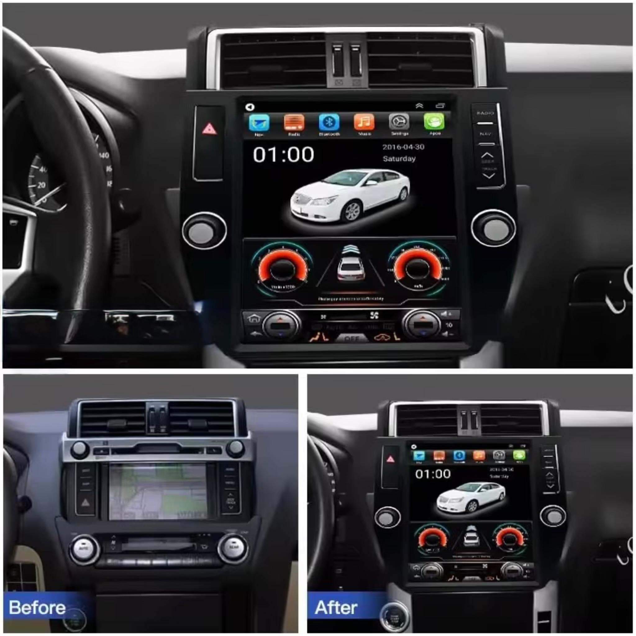 Android Tesla style Vertical Screen Toyota Prado 2010-2013 12.1 Inch IPS.QLED Touch Screen with AHD Camera Included - Image 2