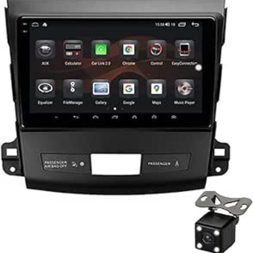 Android Car Stereo for Mitsubishi Outlander 2005 To 2013 1GB RAM 32GB ROM MirrorLink WiFi BT, 9 Inch 2.5D IPS Touch Screen with Backup Camera Included (1+32G Without Apple Carplay)