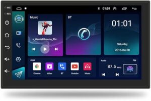 Roadster 2G+32G Android Double Din Car Stereo Wireless Apple CarPlay 7 Inch 1080P HD Touch Screen Car system with GPS+Navi+HiFi+WiFi+Bluetooth+RDS+FM Radio/Mirror-Link,Dual USB with Backup Camera