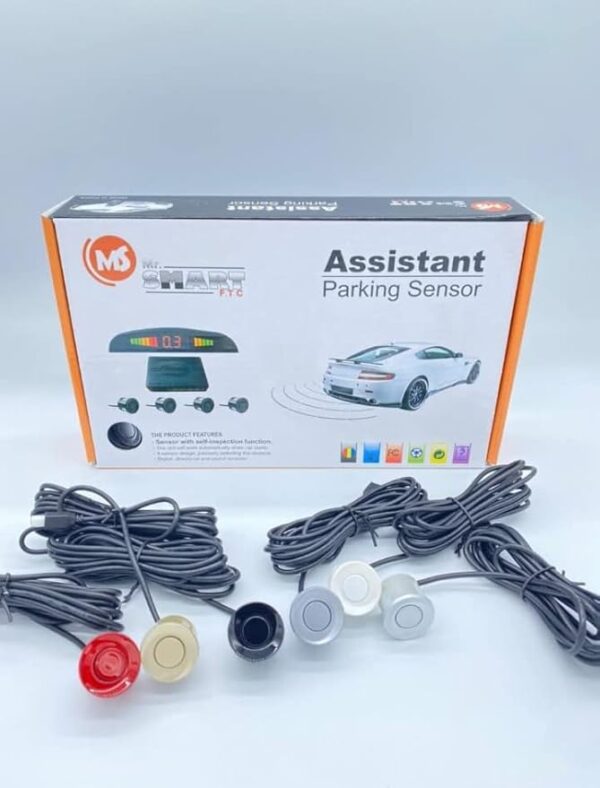 MrSmart Car LED Parking Sensor Monitor Auto Reverse Backup Radar Detector System Backlight Display 4 Sensors (Black)
