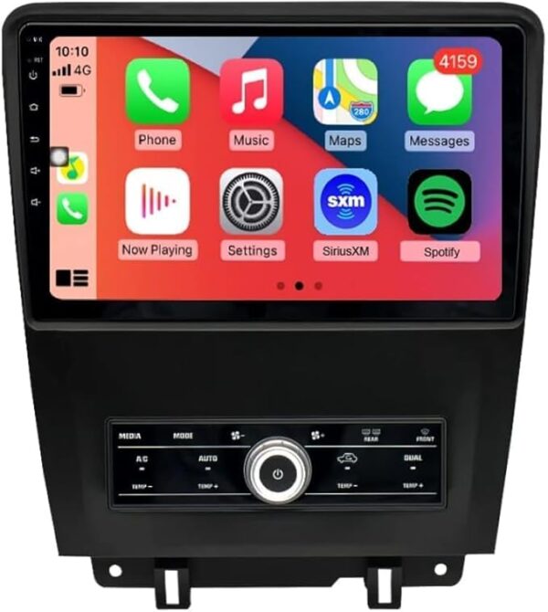 Android Car Stereo for Ford Mustang 2010 To 2014 6GB RAM 128GB ROM Mirror-Link Wi-Fi BT, SIM Card Support GPS, 10 Inch IPS Touch Screen with Backup Camera Included (6+128G With Apple Carplay)