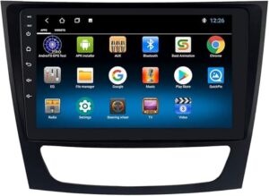 Android Car Stereo for Mercedes Benz E-Class W211 CLS CLASS 2002-2008 6GB RAM 128GB ROM Mirror-Link SIM Card Support Wi-Fi BT, Radio GPS Navigation, 9 Inch IPS Touch Screen with AHD Camera Included