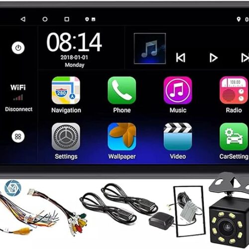MR SMART Android Double Din Car Stereo, 7 Inch 1080P HD Touch Screen Car Android 11 System with GPS+Navi+HiFi+WiFi+Bluetooth+RDS+FM Radio/Mirror-Link,Dual USB with Backup Cam (7 in-(1G+16G))