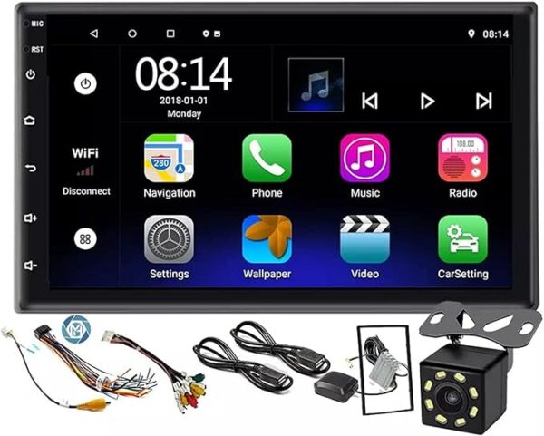 MR SMART Android Double Din Car Stereo, 7 Inch 1080P HD Touch Screen Car Android 11 System with GPS+Navi+HiFi+WiFi+Bluetooth+RDS+FM Radio/Mirror-Link,Dual USB with Backup Cam (7 in-(1G+16G))