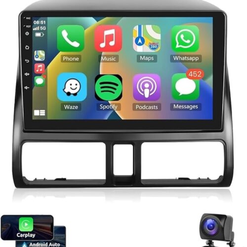 Android Car Stereo for Honda CRV 2002-2006 2GB RAM 32GB ROM 9 Inch MirrorLink WiFi BT, IPS Touch Screen with AHD Camera Included (2+32G With Apple Carplay)