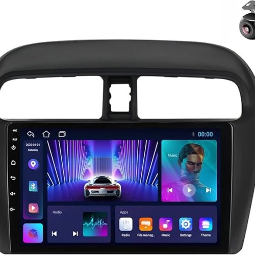 Android Car Stereo for Mitsubishi Mirage 2012-2022 1GB RAM 32GB ROM 9 Inch MirrorLink WiFi BT, IPS Touch Screen with AHD Camera Included (1+32G Without Apple Carplay)