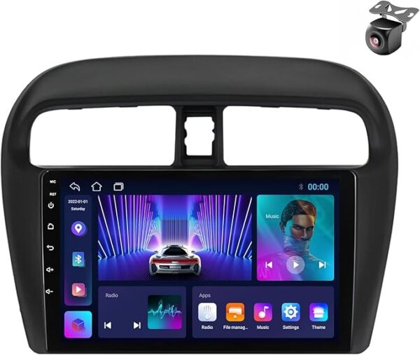 Android Car Stereo for Mitsubishi Mirage 2012-2022 1GB RAM 32GB ROM 9 Inch MirrorLink WiFi BT, IPS Touch Screen with AHD Camera Included (1+32G Without Apple Carplay)