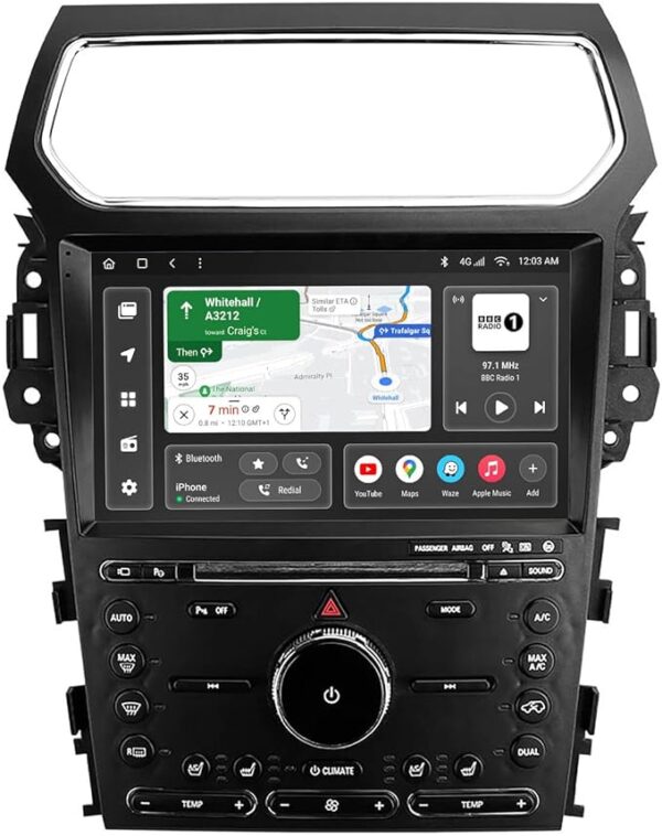 Android Car Stereo for Ford Explorer 2011 To 2019 2GB RAM 32GB ROM Mirror-Link Wi-Fi BT, Radio GPS Navigation, 10 Inch IPS Touch Screen with Backup Camera Included (2+32G With Apple Carplay)