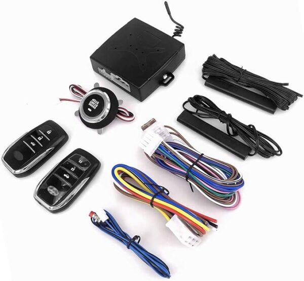 3T6B Passive Keyless Entry System for DC12V Universal Cars, PKE Engine Starter Push Button Vehicles Start/Stop Kit Safe Lock with 2 Smart Key