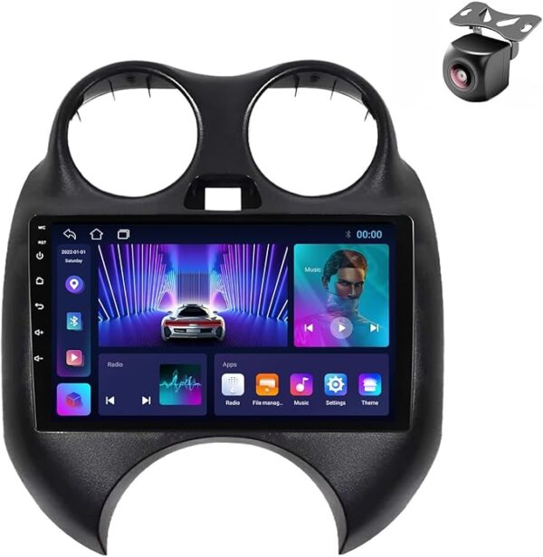 Android Car Stereo for Nissan Sunny/March/Micra 2010-2013 1GB RAM 32GB ROM 9 Inch MirrorLink WiFi BT, DSP IPS Touch Screen with AHD Camera Included (1+32G Without Apple Carplay)