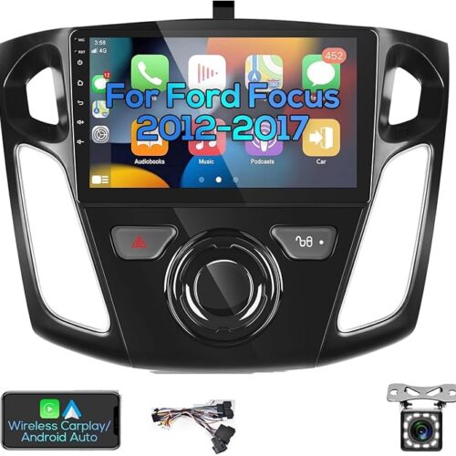 Android Car Stereo for Ford Focus 2012 To 2018 2GB RAM 32GB ROM Mirror-Link Wi-Fi BT, Radio GPS Navigation, 9 Inch IPS Touch Screen with Backup Camera Included (2+32G With Apple Carplay)