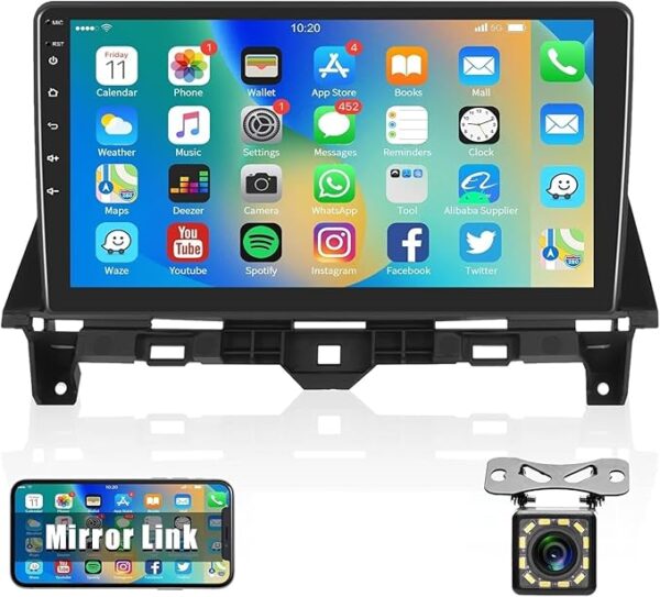 Android Car Stereo for Honda Accord 2008-2013 2GB RAM 32GB ROM Mirror-Link Wi-Fi BT, Radio GPS Navigation, 10 Inch IPS Touch Screen with Backup Camera Included (2+32G With Apple Carplay)