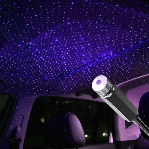 Booreina Star Projector Night Light, Adjustable USB Night Light, Violet Blue Interior Car Lights, Romantic Auto Roof Ceiling Lamp for Bedroom, Car, Ceiling and Party Decoration
