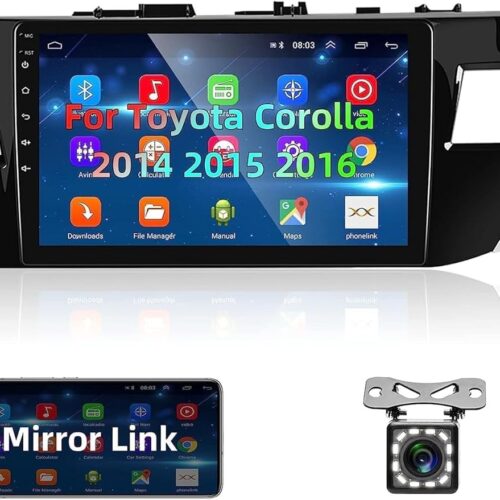 Android Car Stereo for Toyota Corolla 2014 2015 2016 6GB RAM 128GB ROM SIM Card Support MirrorLink WiFi BT, 10 Inch IPS Touch Screen with Backup Camera Included (6+128G With Apple Carplay)