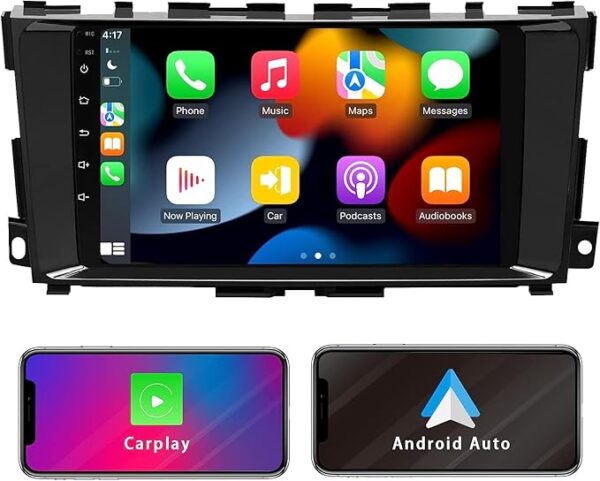 Android Car Stereo for Nissan Altima 2013 2014 2015 2016 2017 2018 4GB RAM 64GB ROM MirrorLink WiFi BT, 9 Inch IPS Touch Screen with Backup Camera Included (4+64G With Apple Carplay)