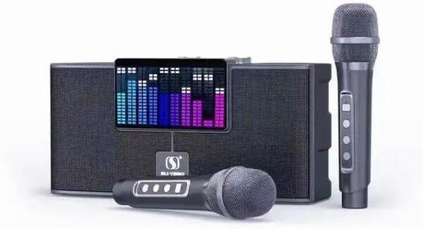 Portable Wireless Speaker Dual Microphones RGB Disco LED flash light Subwoofer Bass Stereo Big Sound Party Karaoke