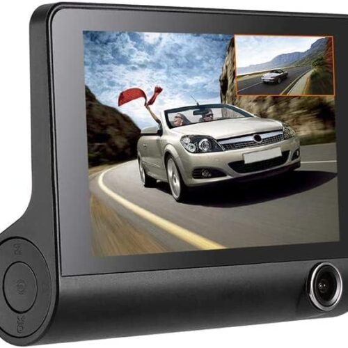 Car Dash Cam Front and Inside Video Recorder Rear Camera Dual Dash Cam with 4 inch Reverse Full Screen Driving Recorder DVR HD 1080P Night Vision Parking Mode Seamless Recording