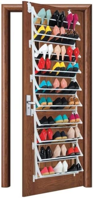 36 Pair Over the Door Hanging Hook 12 Tier Shoe Rack Adjustable Shelf Organiser Holder Storage Stand Space Saving Multi-layer Easy Installation For Living room Shoe Rack