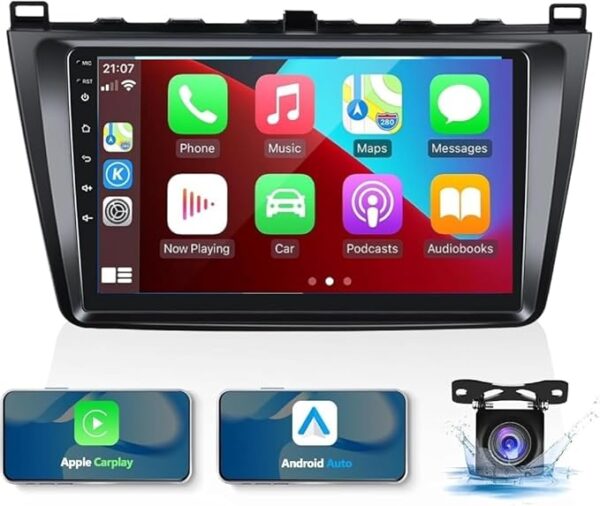 Android Car Stereo for Mazda 6 2007-2012 1GB RAM 32GB ROM Mirror-Link Wi-Fi BT, Radio GPS Navigation, 9 Inch IPS Touch Screen with Backup Camera Included (1+32G Without Apple Carplay)