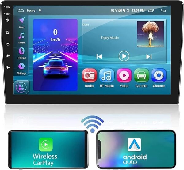 Android 9 Inch Car Screen 4GB RAM 64GB ROM Support Apple Carplay SIM Card Support IPS Touch Screen DSP built In Bluetooth USB Radio WiFi Play Store AHD Camera included (9 Inch 4+64)