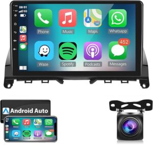 Android Screen For Mercedes Benz C Class W204 S204 2007 To 2014 6GB RAM 128GB ROM Mirror-Link Wi-Fi BT, SIM Card Support GPS, 9 Inch IPS Touch Screen with AHD Camera (6+128G With Apple Carplay)