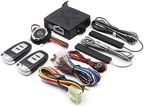 12V Car Passive Keyless Entry System PKE Engine Starter Push Button Vehicles Start/Stop Kit Safe Lock with 2 Smart Key