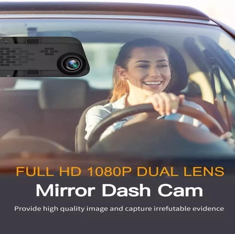SHEZA STAR Mirror Dash Cam 9.66" Inch Backup Camera 1080P Front and Rear Camera Full HD with IPS Touch Screen 170° Wide Angle, with Loop Recording, G-Sensor, Parking Assist, Night Vision Waterproof - Image 2