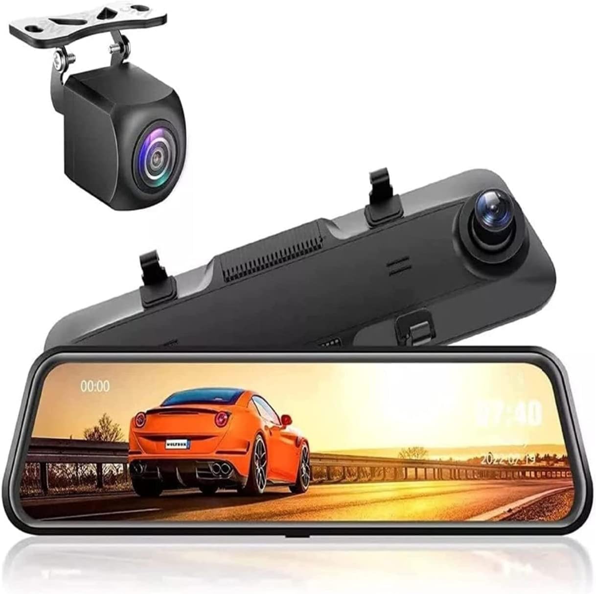 SHEZA STAR Mirror Dash Cam 9.66" Inch Backup Camera 1080P Front and Rear Camera Full HD with IPS Touch Screen 170° Wide Angle, with Loop Recording, G-Sensor, Parking Assist, Night Vision Waterproof